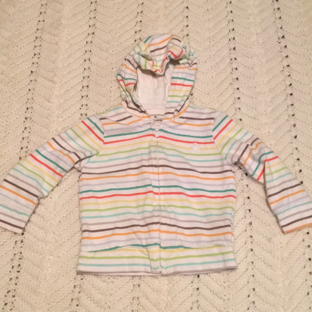 Baby Gap Rainbow Stripe Bear Ear Hoodie